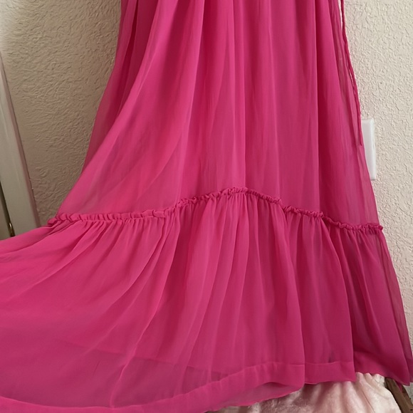 H&M Chiffon Cerise Maxi Dress Long Dress Sz M - Picture 4 of 15